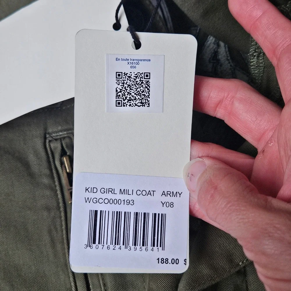 Zadig & Voltaire Military Coat Kids 8 Army Green NEW Embroidered Utility Jacket